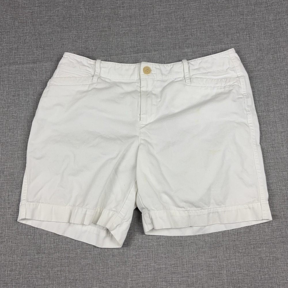Lauren Jeans Co. Shorts Womens 10P Petite White Chino Twill Cuffed Cotton Casual